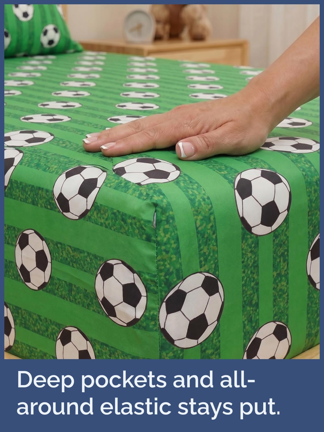 CGK Unlimited Kids Soccer Twin 3 Piece Sheet Set - Boys, Girls, Teens, Toddler - Easy Fit Deep Pockets - Ultra Soft, Cooling & Breathable Sheets - Cute, Cozy, Fade and Wrinkle Free - Machine Washable