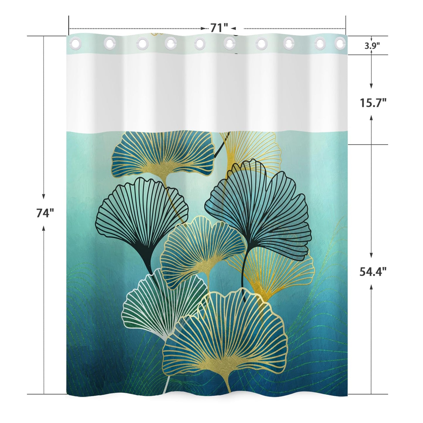NAEMBCU Botanical Shower Curtain with Snap in Liner 71x74 Inch