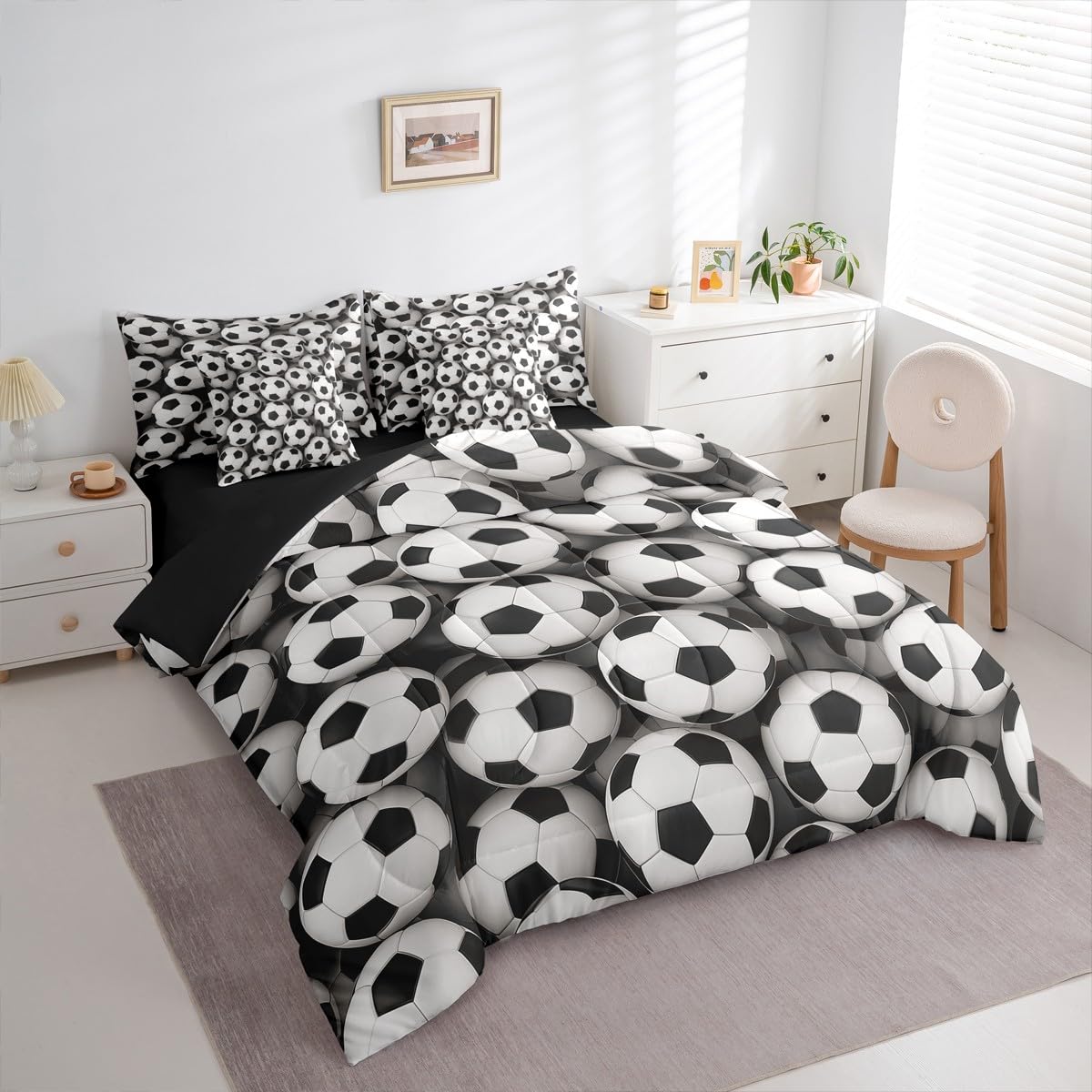 Erosebridal Football Full Comforter Set 7 Pieces, Soccer Match Bed in A Bag for Bedroom, Sport Theme Athletes Bedding Set with Comforters, Sheets, Pillowcases Kid Men Boy Room Decor