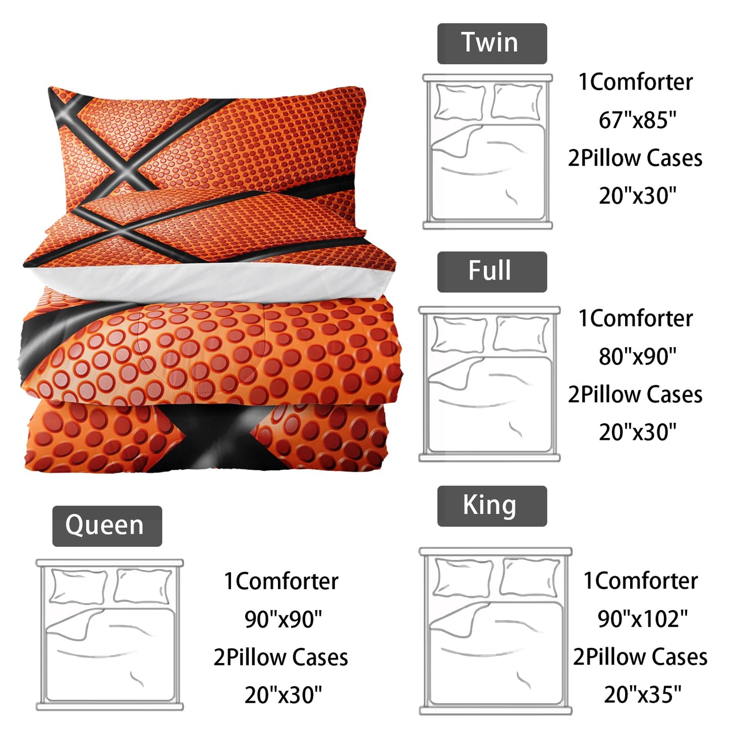 Nttopship Basketball Comforter Set Twin,Basketball Bedding Set for Boys Kids Teens Ultra Soft Microfiber Sports Theme Basketball Bedding Sets with 1 Comforter with 2 Pillowcases