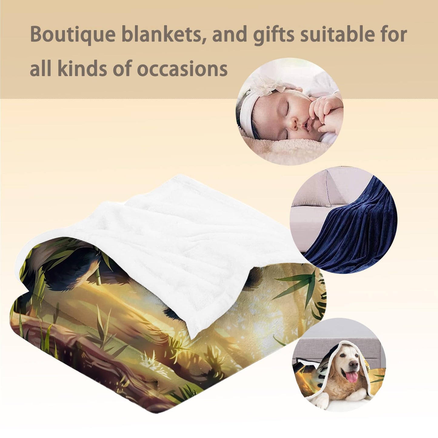 Ti Caldi Cute Panda in Forest Blanket | Soft Warm Fuzzy Lightweight Animal Flannel Throw Blanket Perfect for Couch, Bed, Travel & Outdoor Use, Cozy Blankets for Adults Kids Boys Girls 60×50 in