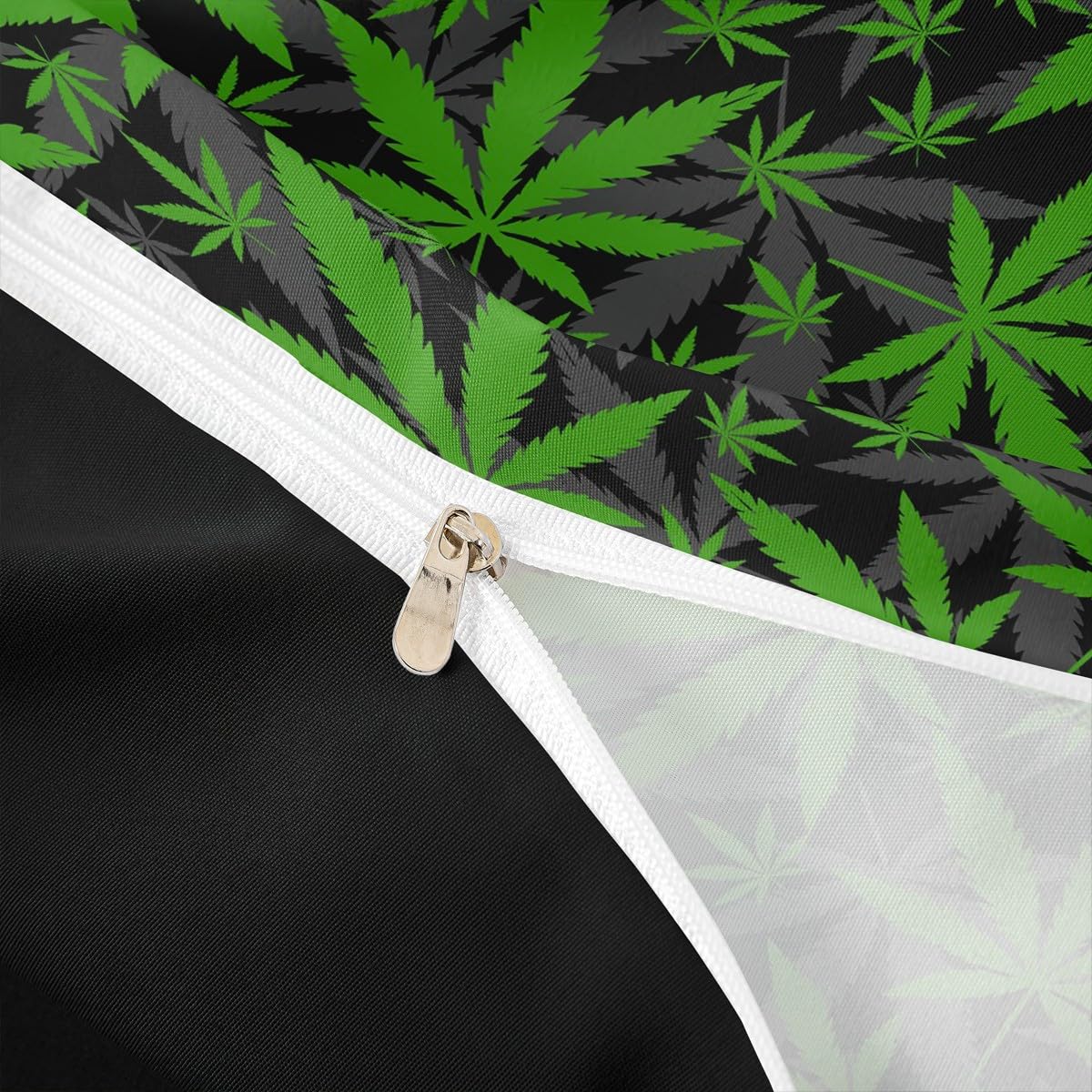 Marijuana Leaf Duvet Cover Teens Cannabis Print Comforter Covers Green Gray Botanical Branches Bedding Set for Boys Girls Youth Adults Queen with 2 Pillow Shams Marijuana Weed Leaves Bedspread Cover