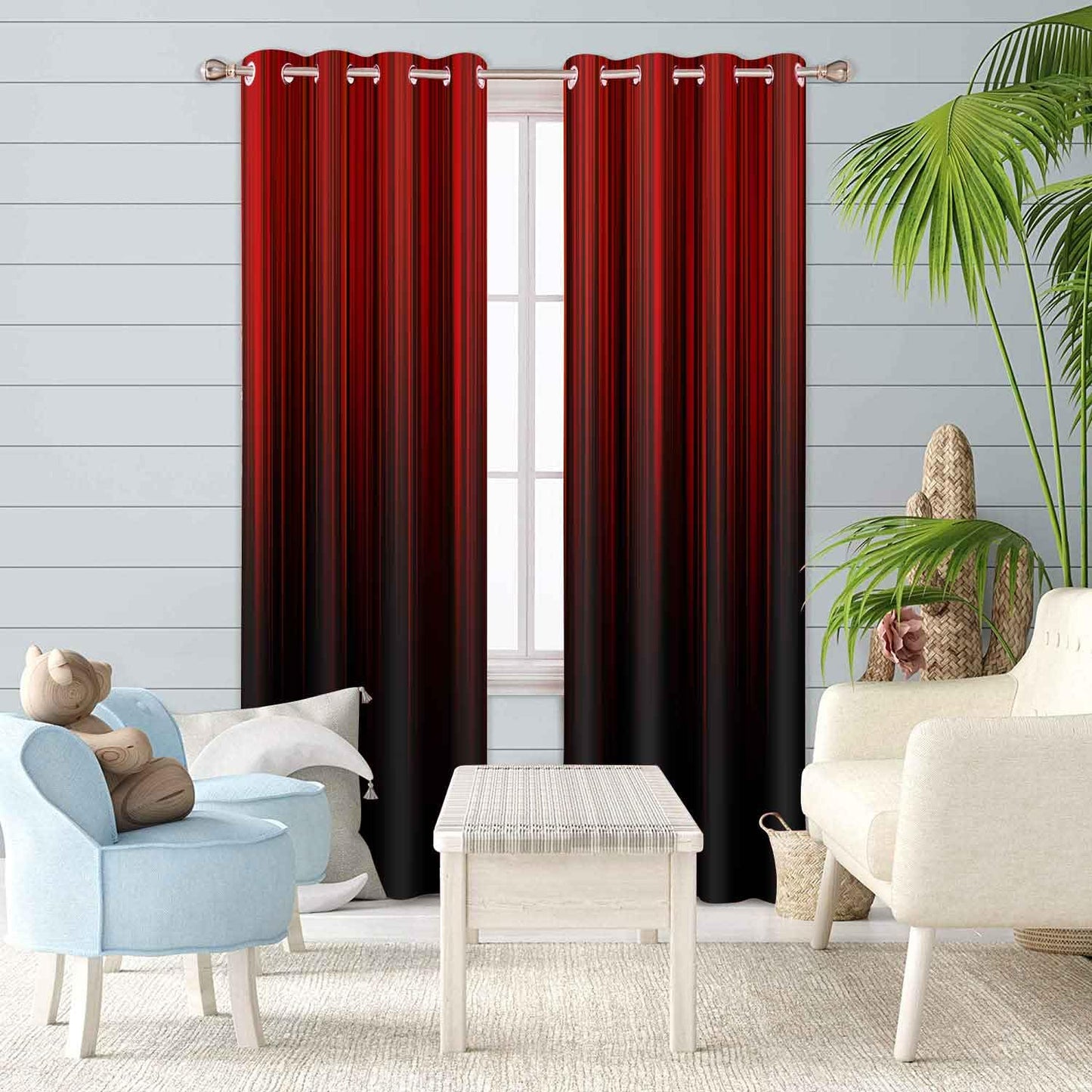 BSPPTI Abstract Curtains for Bedroom 42x84inch Ombre Window Curtain Red and Black Blackout Curtains Insulated Room Darkening Window Drapes for Living Room 2 Panels