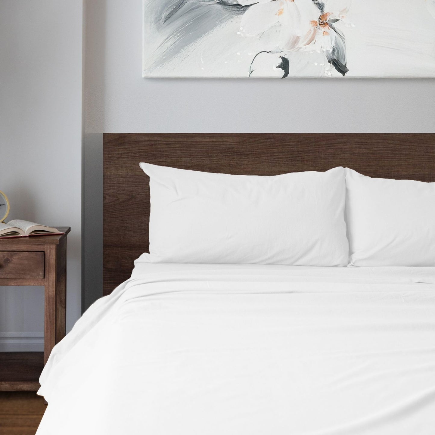 Featherhead 100% Cotton 4PCs Flannel Sheet Set | Double-Brushed for Extra Softness, Warm & Breathable, Extra Deep Pockets fits Up to 17” (White, Full)