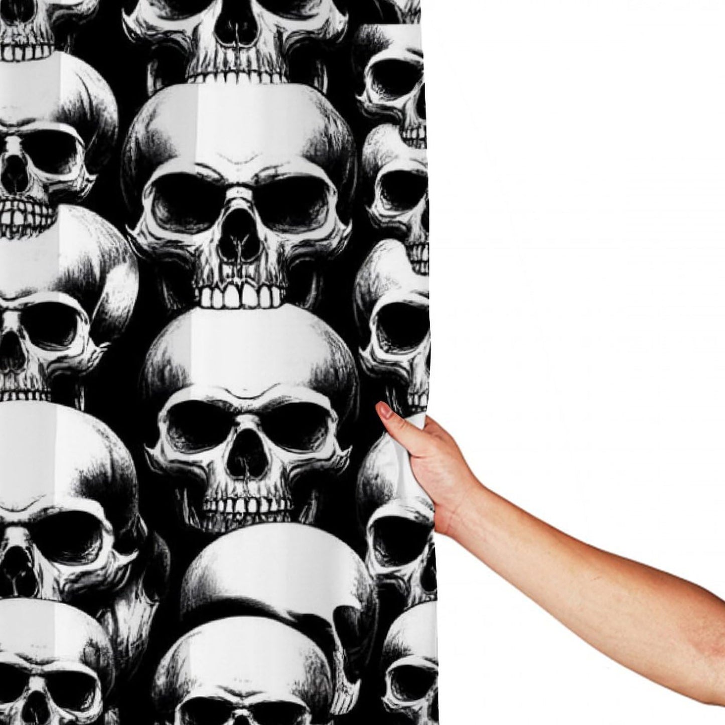 Meaudiwes Washable Shower Curtain Sets with 12 Shower Curtain Hooks, Cool Funny Goth Skulls Farmhouse Bathroom Shower Curtain 72"x 70"