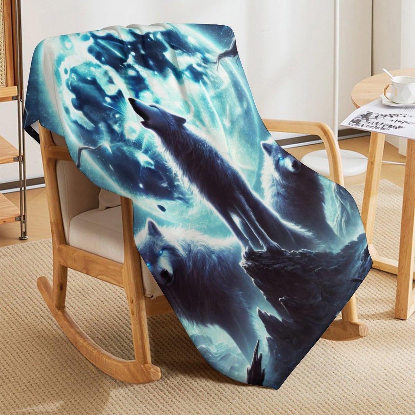 BaXiCustom. Wolf Throw Blanket 50"x40" - Soft & Lightweight, Cozy for All Season Use, Warm Cute Wolf Blankets for Lap, Chair, Sofa