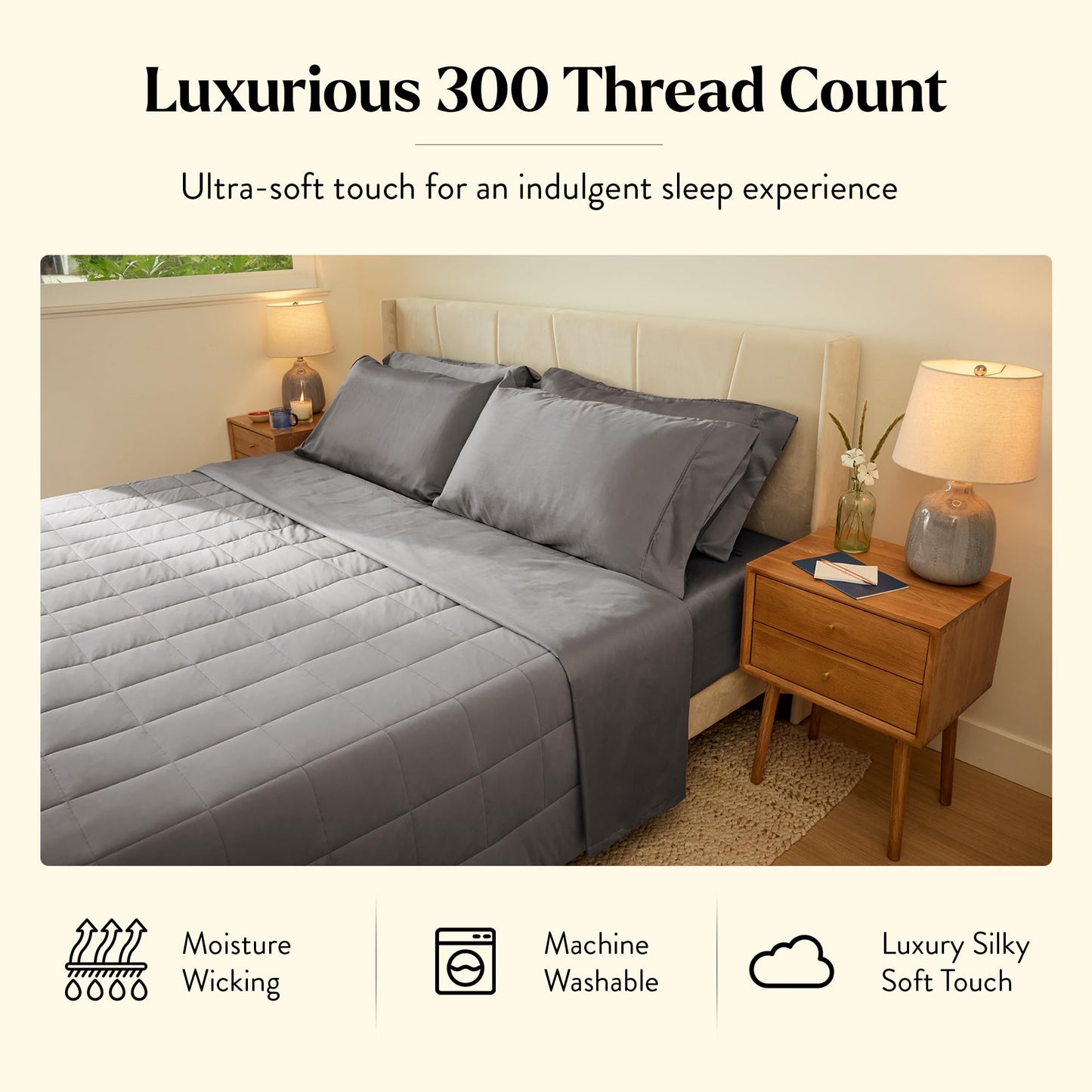Miracle Made Cool-to-The-Touch Comforter – Silver-Treated, Soft, Breathable Fabric – Lightweight, Cozy Bedding Designed for Hot Sleepers – King Size Blanket, Stone