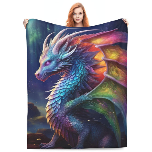 amepay Colorful Fairy Dragon Blanket Gifts for Adults Girls Flannel Throw Blankets Soft Comfy Lightweight for Home Decor Couch Bed Sofa 60x50 Inches
