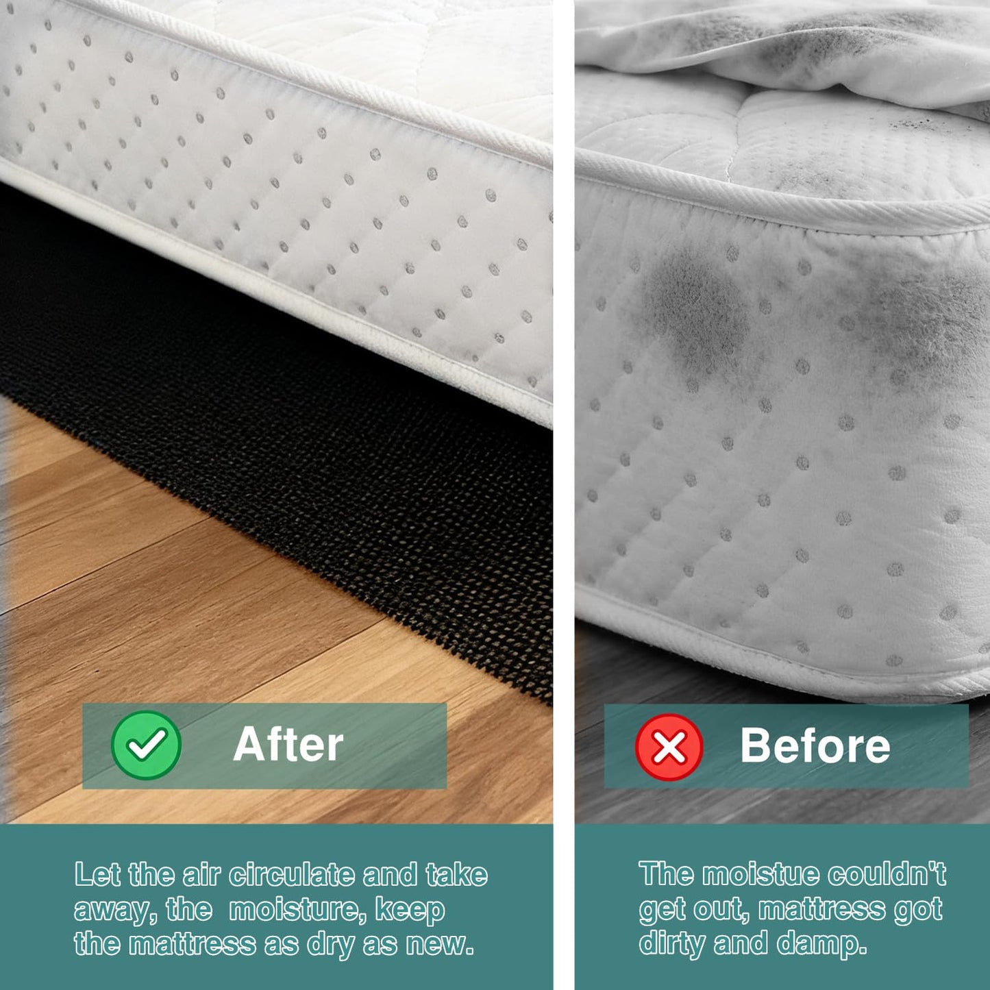 Queen Size RV Mattress Underlay Moisture Barrier, Breathable RV Under Mattress Ventilation, 3D Air Meshfiber Under Mattress Pad RV Accessories Keeps Beds Dry for Campers ( 80'' x 60'') (Black, Queen)