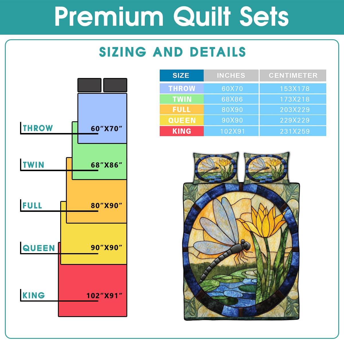 Jeminise Dragonfly Patchwork Quilt Set, Animal Patchwork Bedset - Dragonfly Quilt Bedding Set, Premium Pattern Quilt Bedspread, Bedding Blanket Gift for Daughter Women
