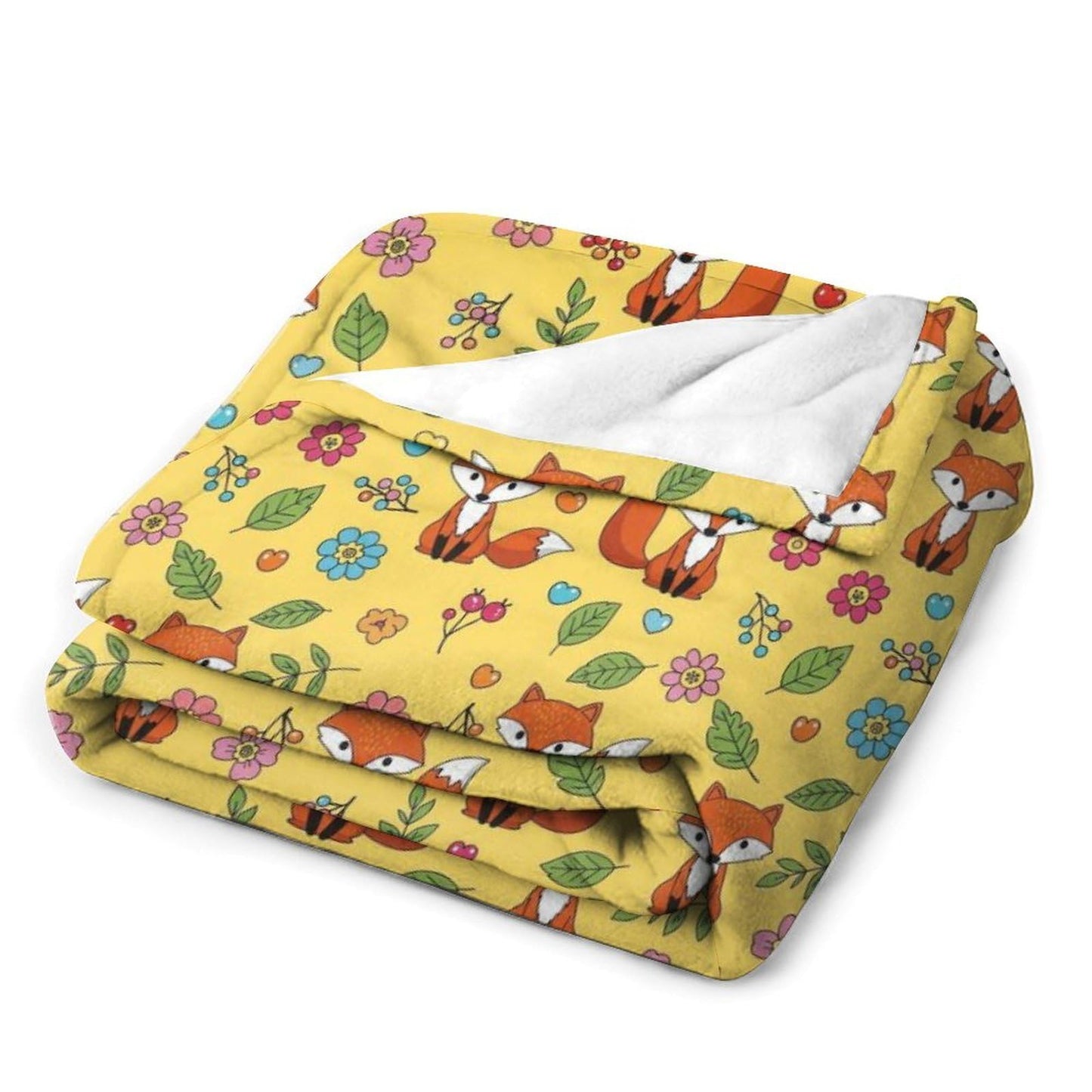 Soft Air Conditioned Blanket, Home Decor Cozy Warm Blanket for Bed, Sofa and Couch Compatible with Cute Fox Floral