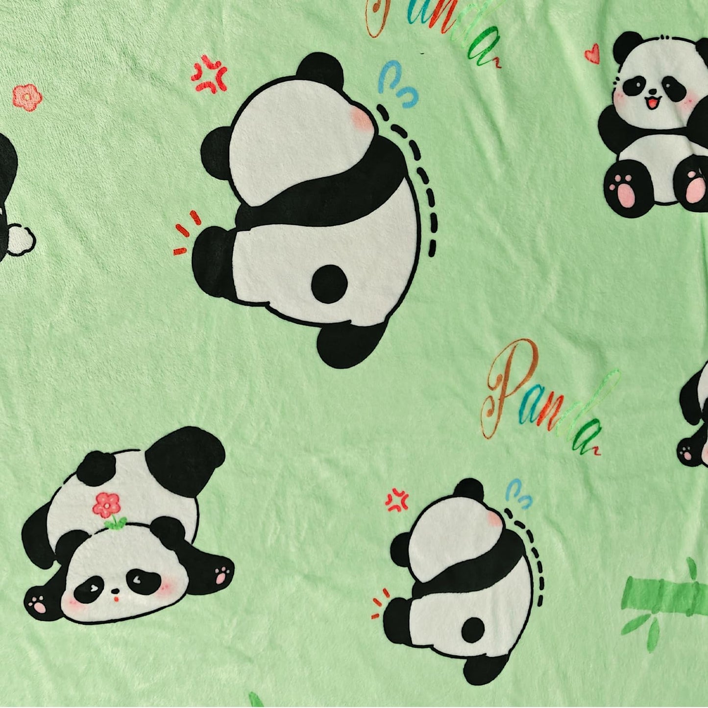 Panda Blanket Super Soft Cozy Blankets Pandas Stuff Pandabear Gifts for Girls Toddler Adults Flannel Fleece Blanket Lightweight Cute Panda Accessories (Green Panda, 50"x60")