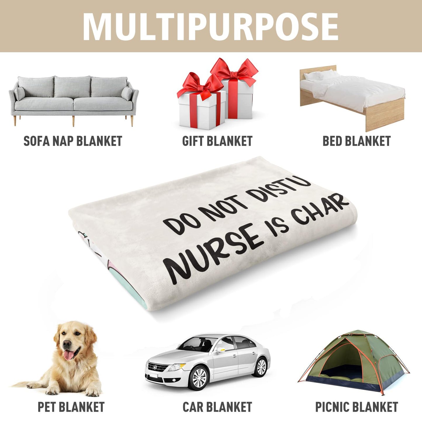 GiltGlimmer Funny Nurse Gifts for Women, Nurse is Charging Blanket, LPN RN Birthday Appreciation Gift for Nurses Practitioner, Nursing Student Graduation Gift for Nurses Week/Day 60" x 50", Off White