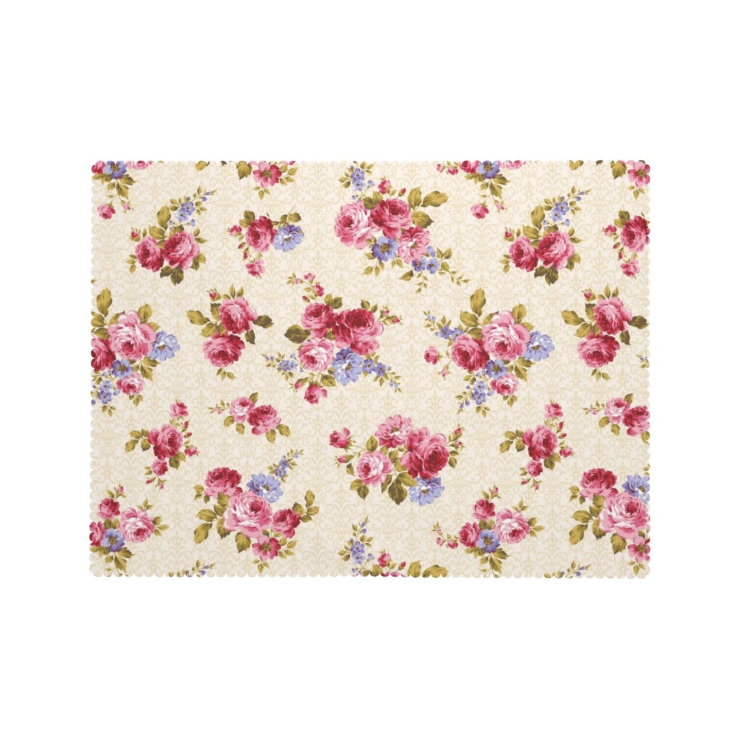 XUNNEECY Rose Pattern Tablecloth 54x72 Inches, Pink Floral Rectangular Polyester Table Cover with Wave Lace, Washable Dining Table Cloth for Kitchen, Party, Outdoor