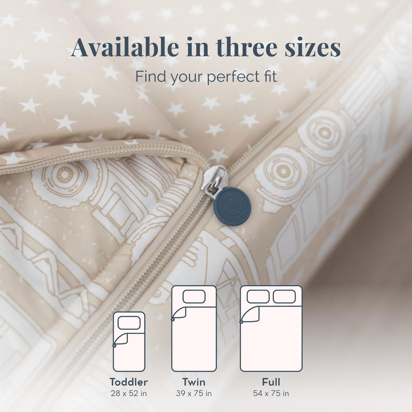 Beddy's Mack Trucks Theme Durable Zipper Bedding for Kids - Bed in a Bag - Tan Sheets & Comforter with Construction Trucks & Cars - Includes Pillowcase & Sham - Easy to Make & Wash - Twin