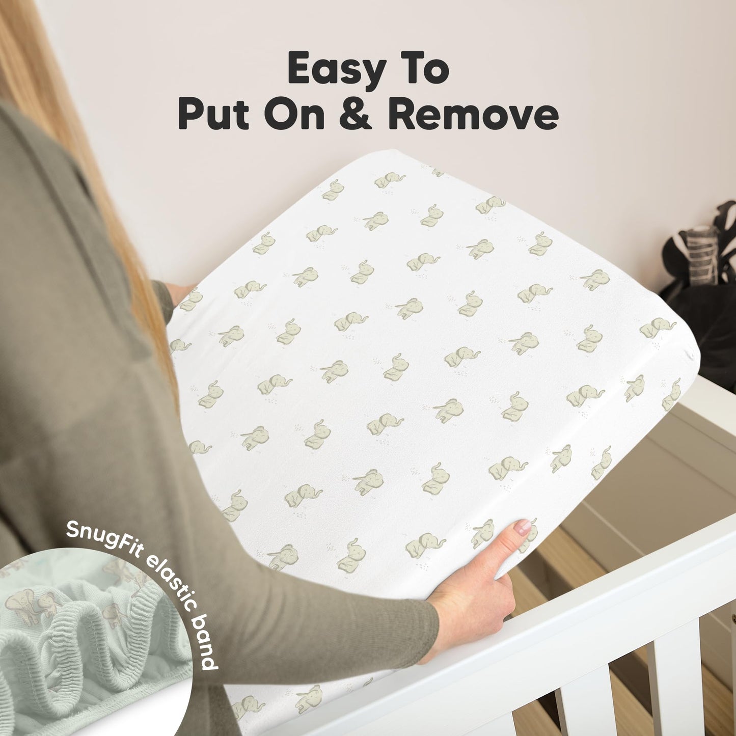 KeaBabies 2-Pack Organic Cotton Crib Sheets for Boys, Girls - 52x28 Fitted Crib Mattress Sheet Neutral, Breathable Cover for Baby Bed Set, Toddler Mattress, Soft & Cute Prints (Elly)