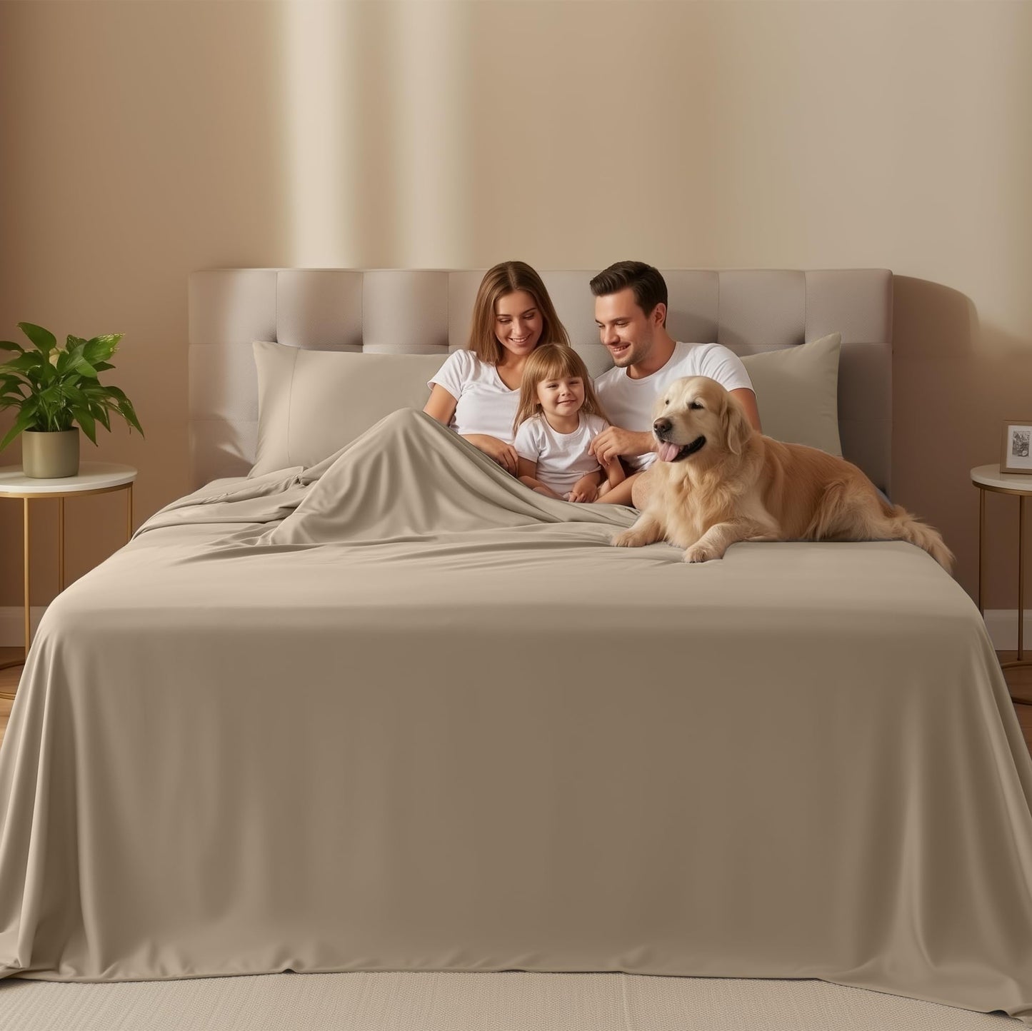 Utopia Bedding Queen Size Sheet Set – 4 Piece Bed Sheets, Soft and Breathable Microfiber, Includes 1 Fitted Sheet, 1 Flat Sheet and 2 Pillowcases – Oeko Tex (Sand)