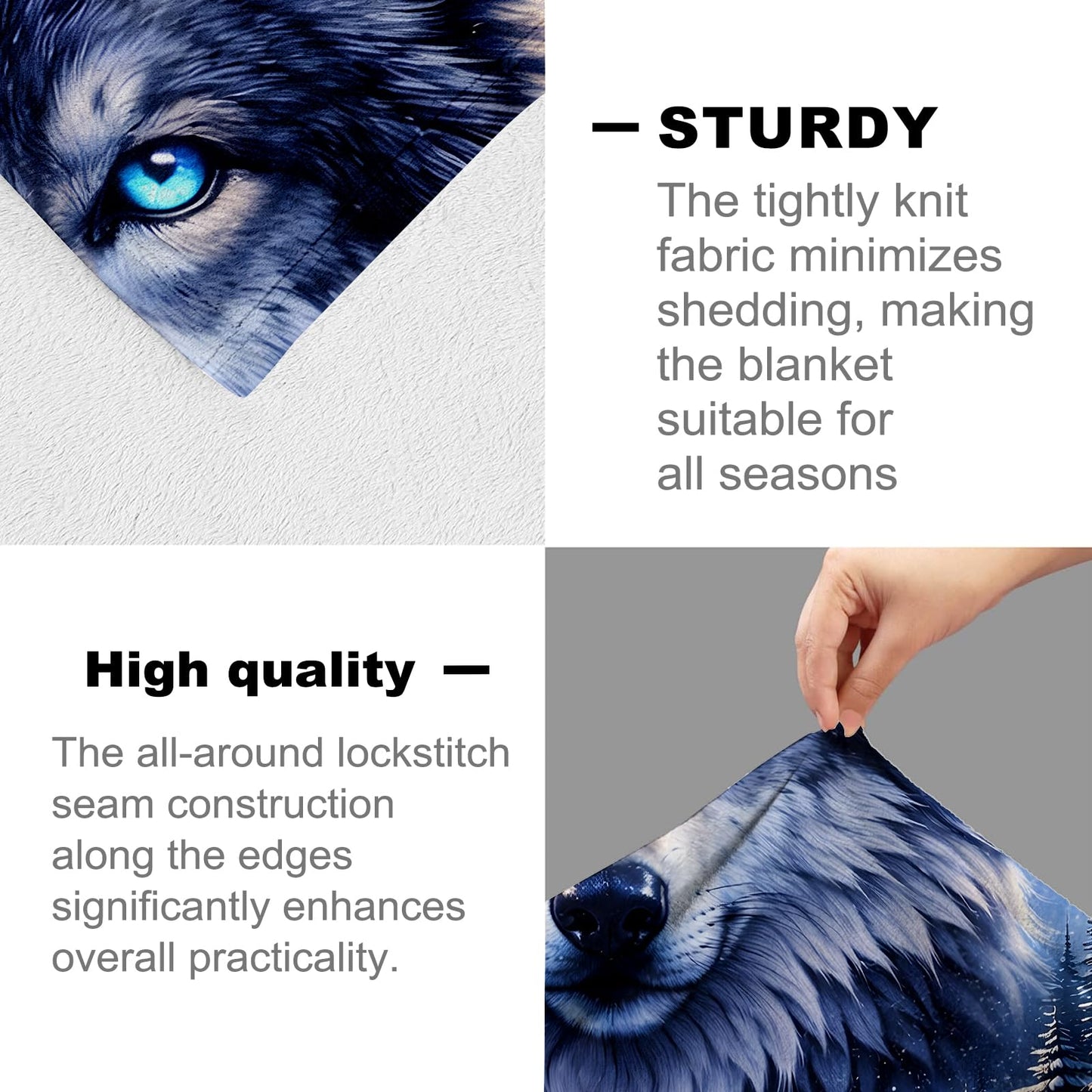 cromcu Wolf Blanket for Nature Lovers and Animal Fans, Northern Lights Wildlife Flannel Blankets, Wolf Art Gifts, Soft Warm Cozy Throws for Sofa Couch Bed Living Room Bedroom Home Decor 60" x 50"