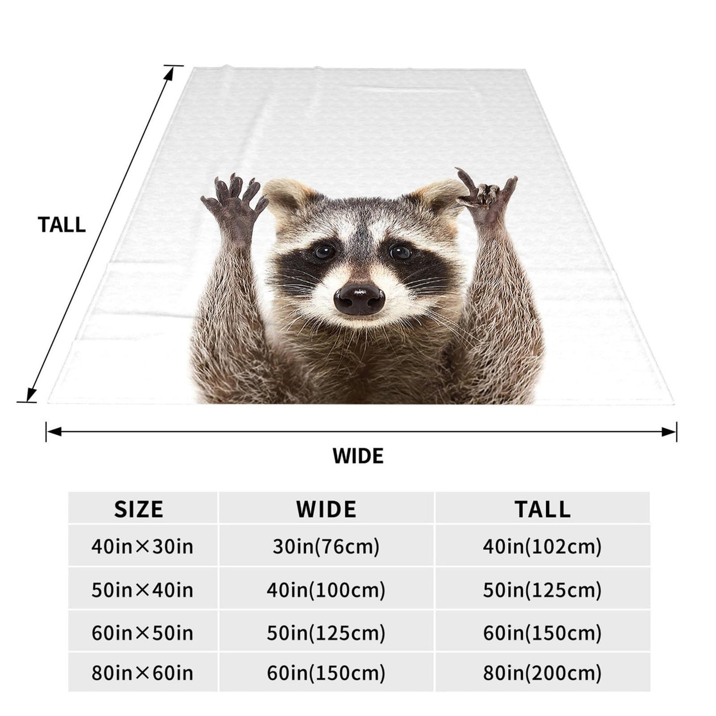 Throw Blanket 50x60 Inch,Funny Cute Raccoon Cozy Soft Lightweight Fuzzy Flannel Blanket 60x50 Inch Suitable for Couch Bed Sofa Living Room in All Seasons