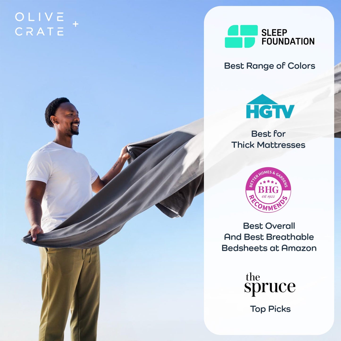 Olive + Crate Tencel Lyocell Eucalyptus Twin Sheets Set - Extra Long Sheet Set - Cooling Tencel Sheets for Hot Sleepers with 16 Inch Deep Pocket Fit - Spring Sage 3-Piece Set