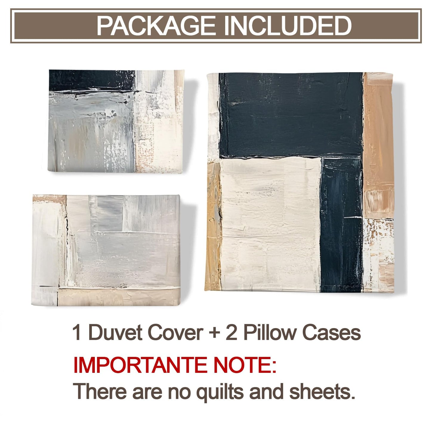 GKPLY Geometric Squares Comforters Queen Size, Modern Abstract Bedding Sets, Minimalist Block Duvet Cover, Zipper Closure, 2 Pillowcases, Reversible Print - Boho Neutral Bedding
