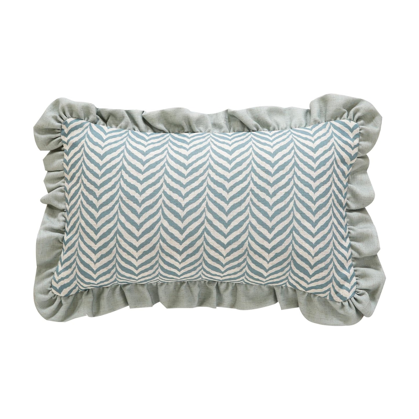 ISAENNE Design Linen Throw Pillow Covers 12"x20", Rectangle Minimalist Cushion Covers with Powder Blue Chevron Leaves Pattern Decoration Pillowcases for Bed,Living Room,Outdoor,Car