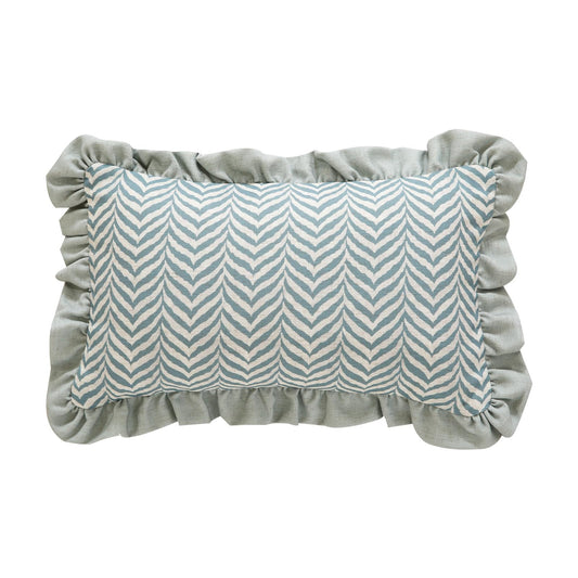 ISAENNE Design Linen Throw Pillow Covers 12"x20", Rectangle Minimalist Cushion Covers with Powder Blue Chevron Leaves Pattern Decoration Pillowcases for Bed,Living Room,Outdoor,Car
