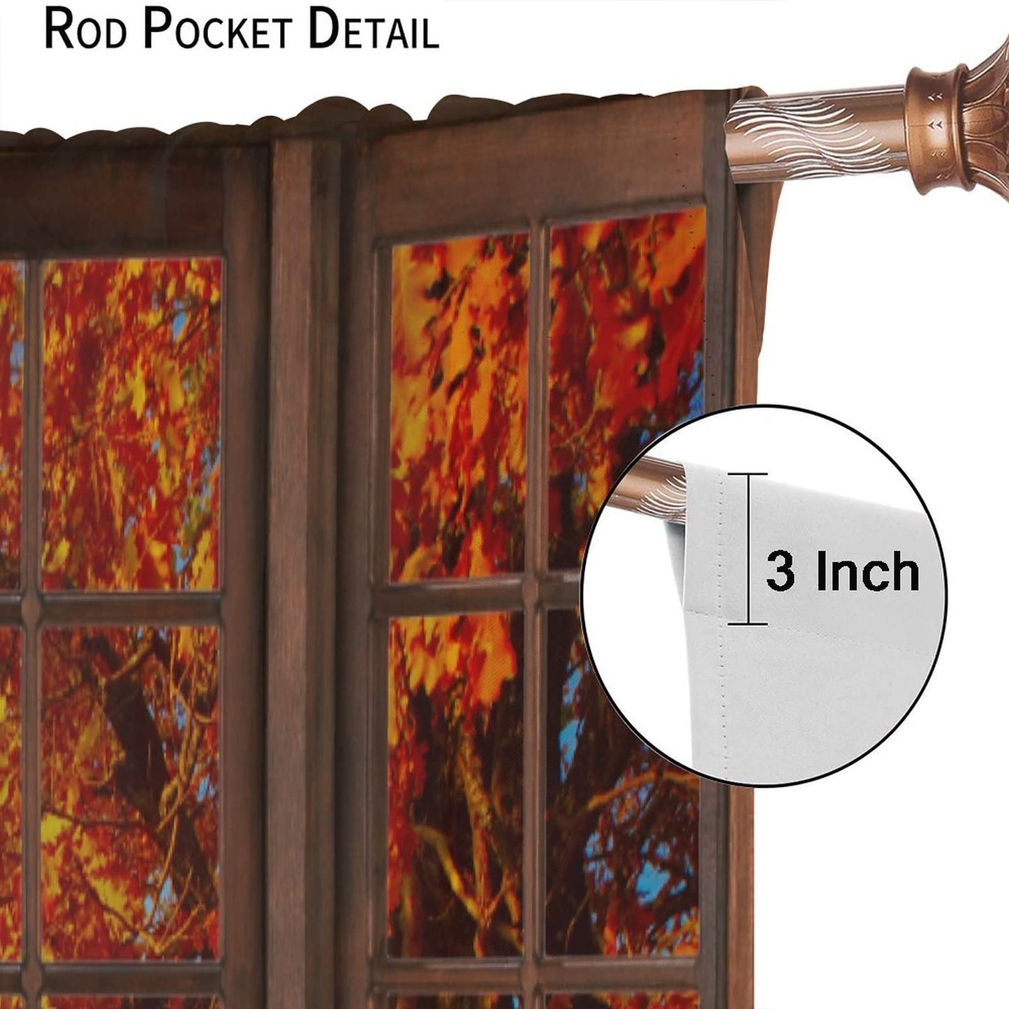 JESTRONRY Forest Landscapes Window Curtain,Autumn Fall Tree Nature Landscape Room Darkening Door Window Rod Pocket Curtain for Living Room Bedroom Kitchen W42xL45in