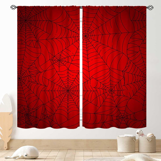 TKUYO Super Hero Spider Curtains, Red Superhero Spider Web Boys Curtains for Kids Baby Room Living Room Bedroom Nursery Playroom Blackout Drapes 2 Panel Sets, 42"x45" Inch
