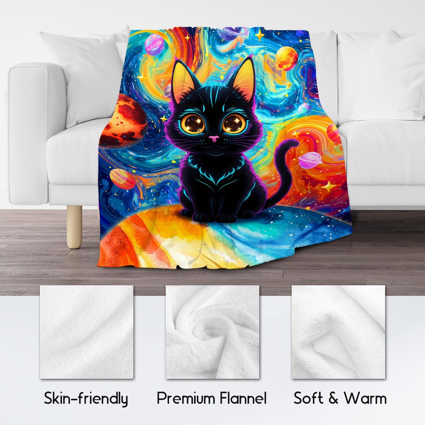 XaocNyx Cat Blankets for Cat Lovers - Girls Blanket for Toddler/Kids - Lightweight Planet Throws Gifts for Office Couch - 30"x40"