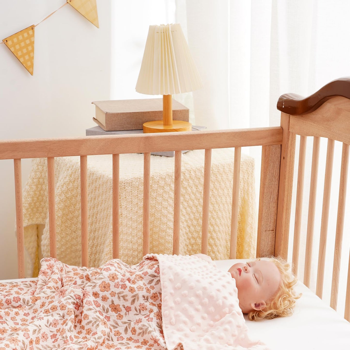 CoolaPeach 2 Pack Minky Baby Blankets,Super Soft Receiving Blankets with Muslin Cotton Front & Dotted Fleece Backing,39x29.5 Inches,Printed Bed Throws Newborn(Florals)