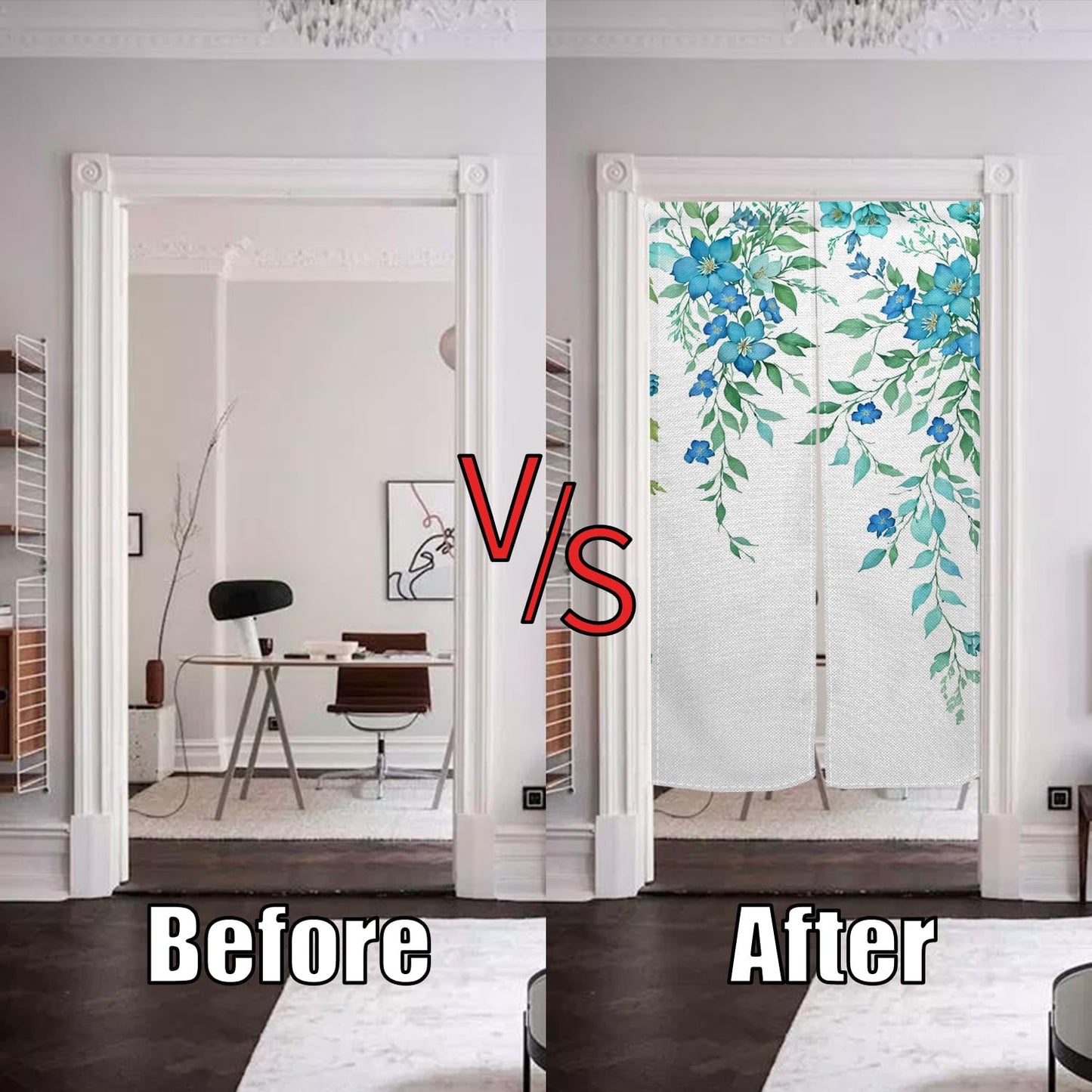 XMJJKUF Noren Japanese Style Doorway Curtain Long Japanese Window Treatment Door Curtain Tapestry Polyester Panel for Room Privacy Divider Kitchen Home Bar Decor (Green Plants),33.5"x 70.9"