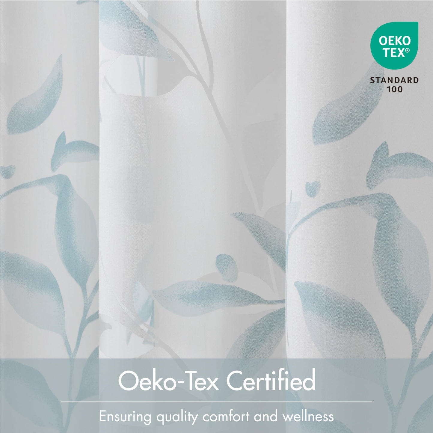 Madison Park Cecily Semi Sheer SINGLE Panel Window Curtain Burnout Botanical Print, Easy To Hang, Fits up to 1.25" Diameter Rod, 50x84", Leaves Aqua