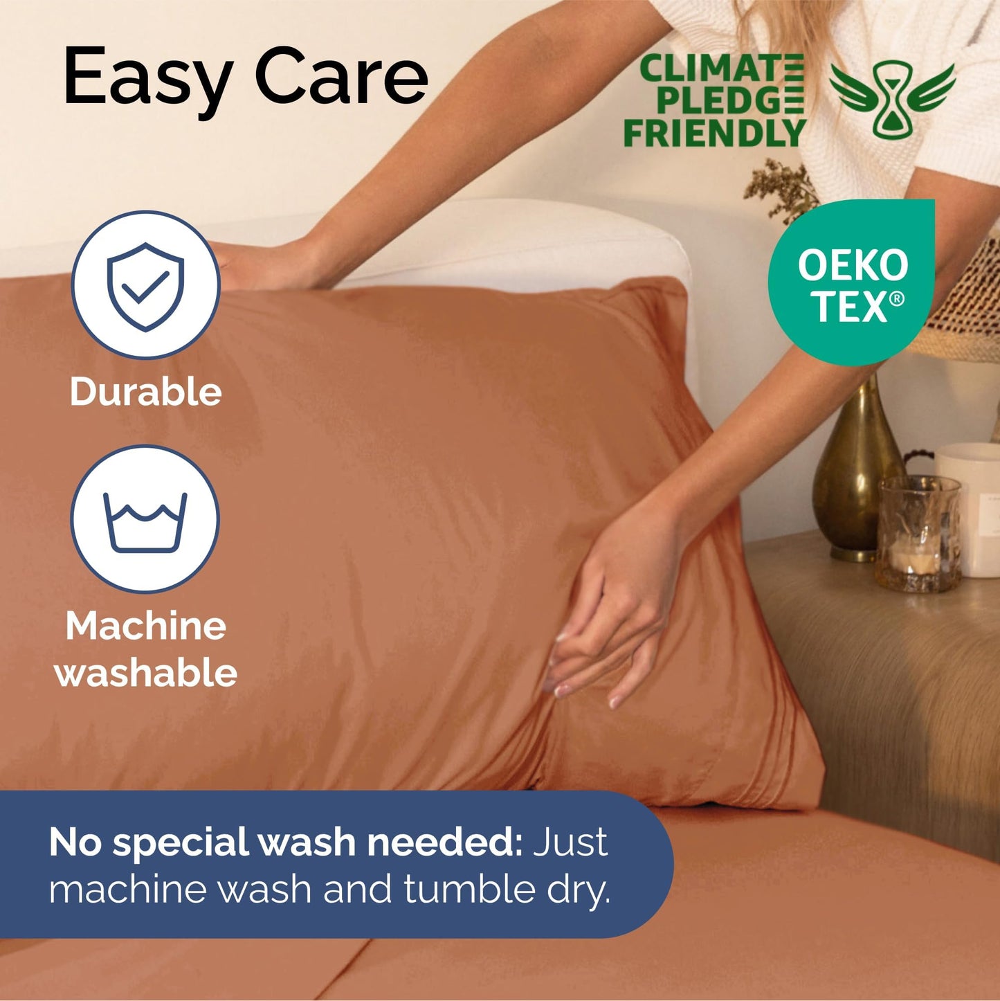Queen Size 4 Piece Sheet Set - Ultra Soft & Cooling Bed Sheets - Fits 8 Inch to 16 inch Mattress - Wrinkle Free & Fade Resistant with Deep Pockets - Breathable, Comfy Hotel Luxury Bedding - Warm Peach