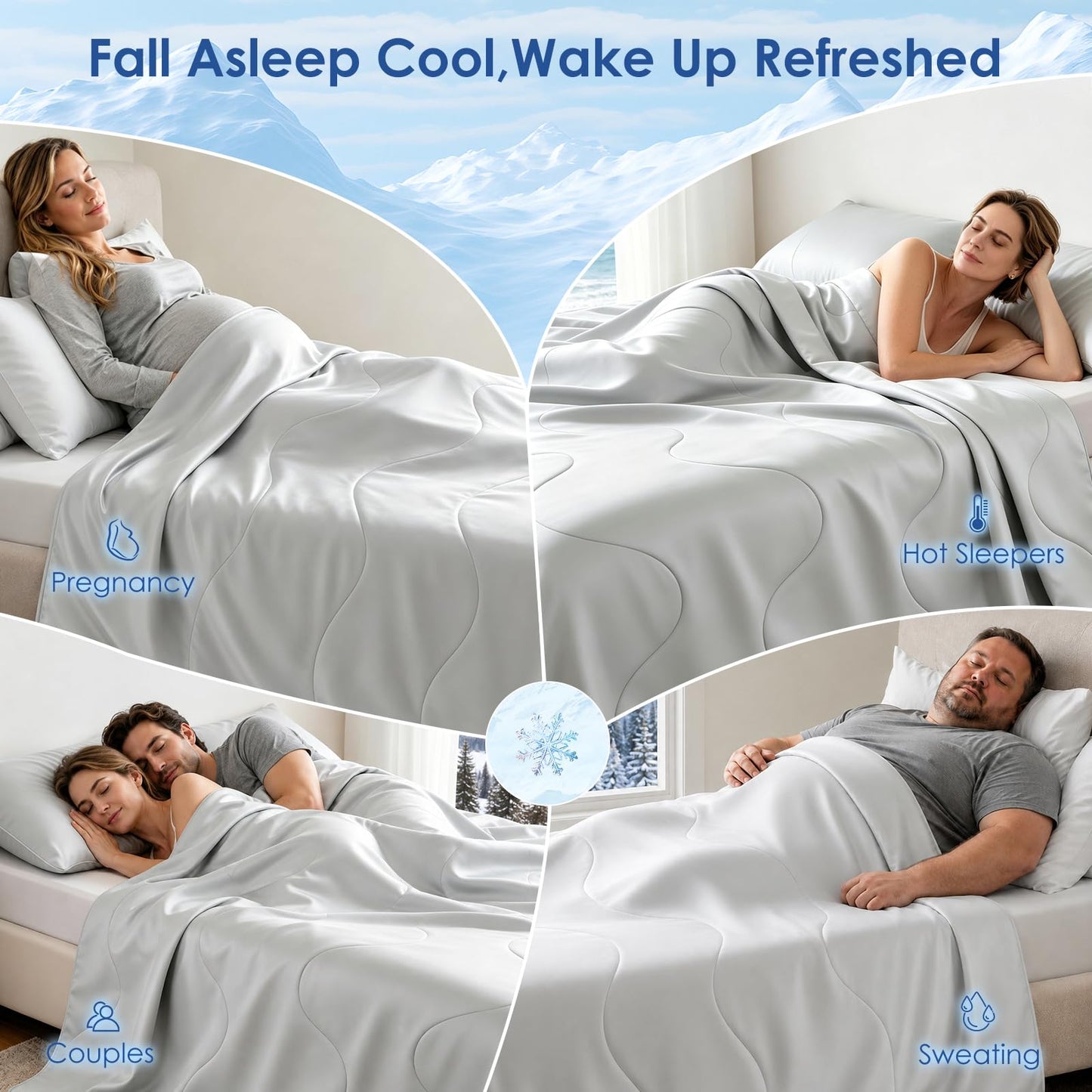 jiaao 30-Second Cooling Comforter Queen, Summer Blanket for Hot Sleeper