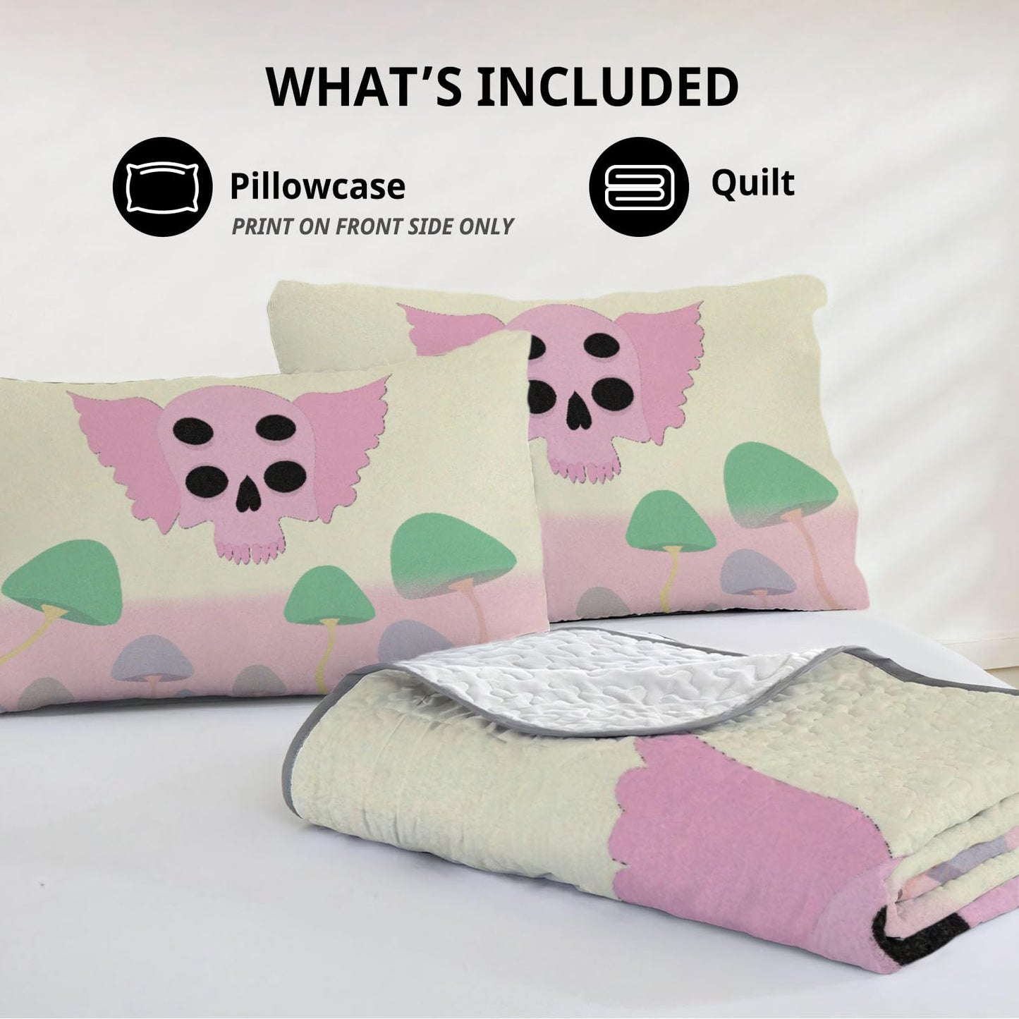 Allenjoy Queen Size Dollhouse Dreamer Quilt Bedspreads Singer Bed Set Bedding Coverlet Fabric Washable with 2 Pillowcases SC00402-007