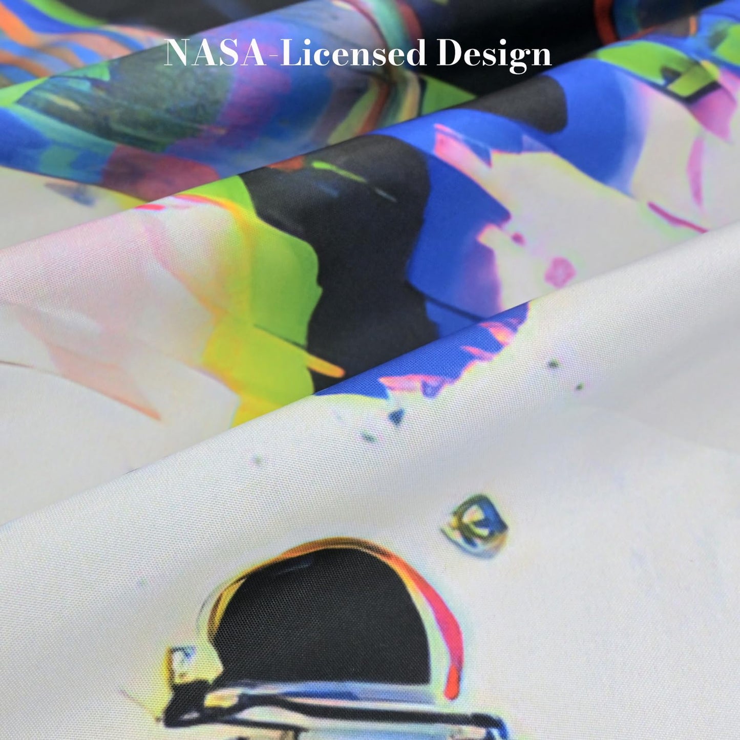 DRIFTED ROOT NASA Licensed Shower Curtain Set, Neon Glitch Astronaut Galaxy Design, Space Poster Art, Oxford Cloth, Bathroom Hotel Decor (Cosmic Glitch-Black, 72" W x 72" L (Pack of 1))