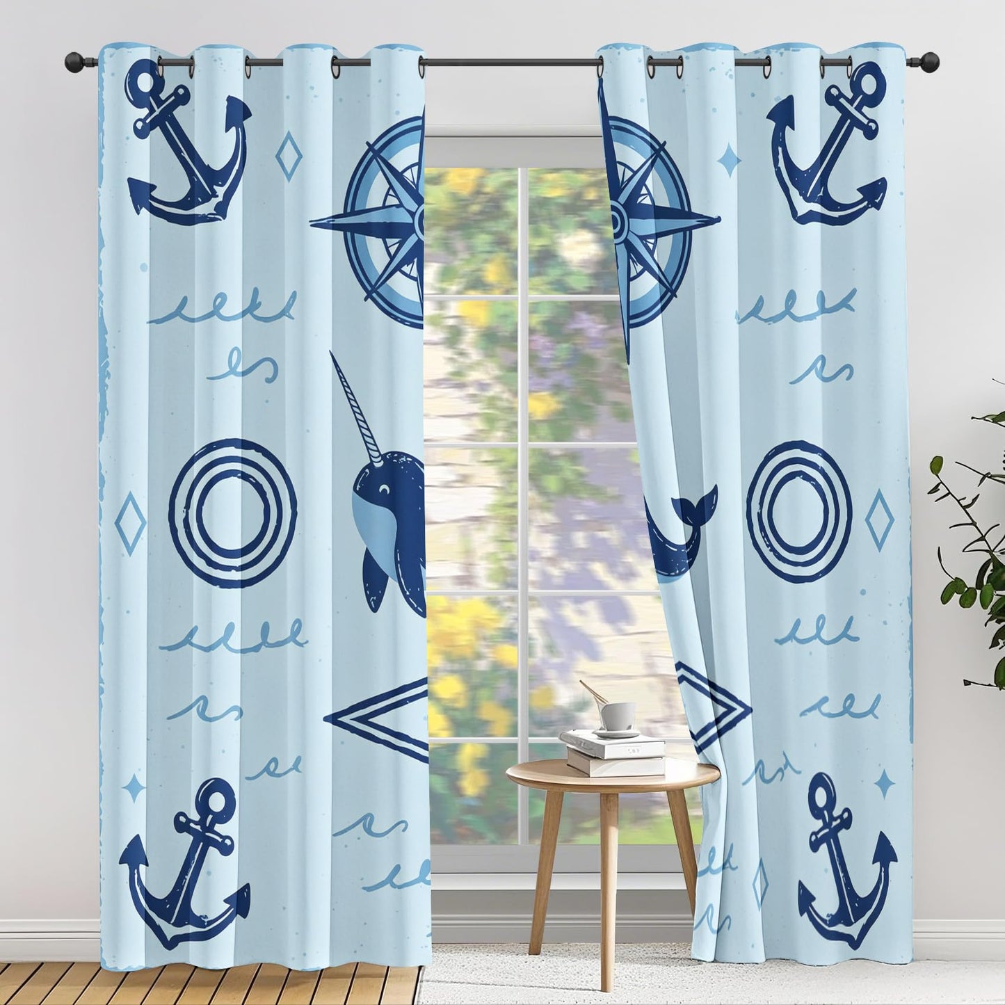 Cartoon Whale Curtains for Living Room