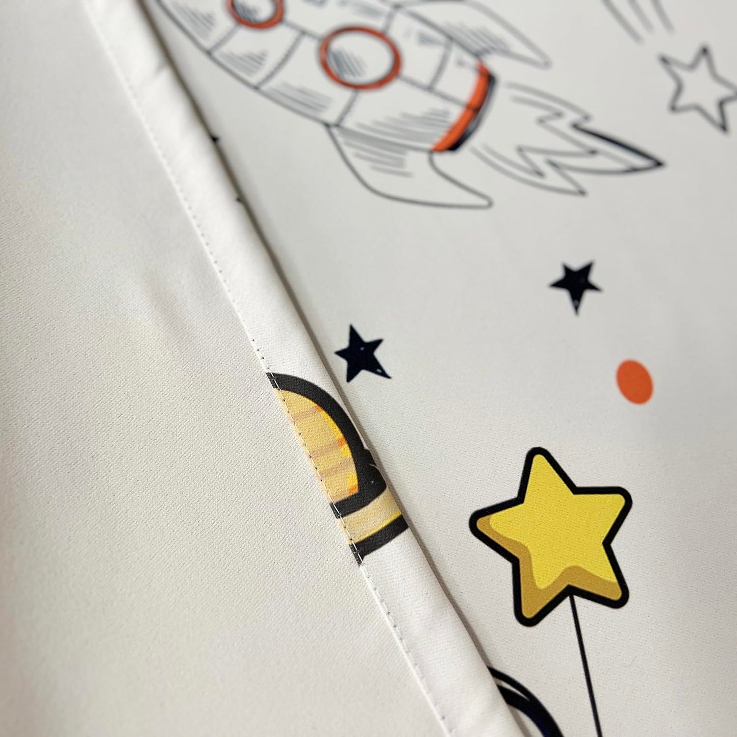 KMSG Cartoon Astronaut Theme Semi Blackout Curtains for Bedroom Living Room