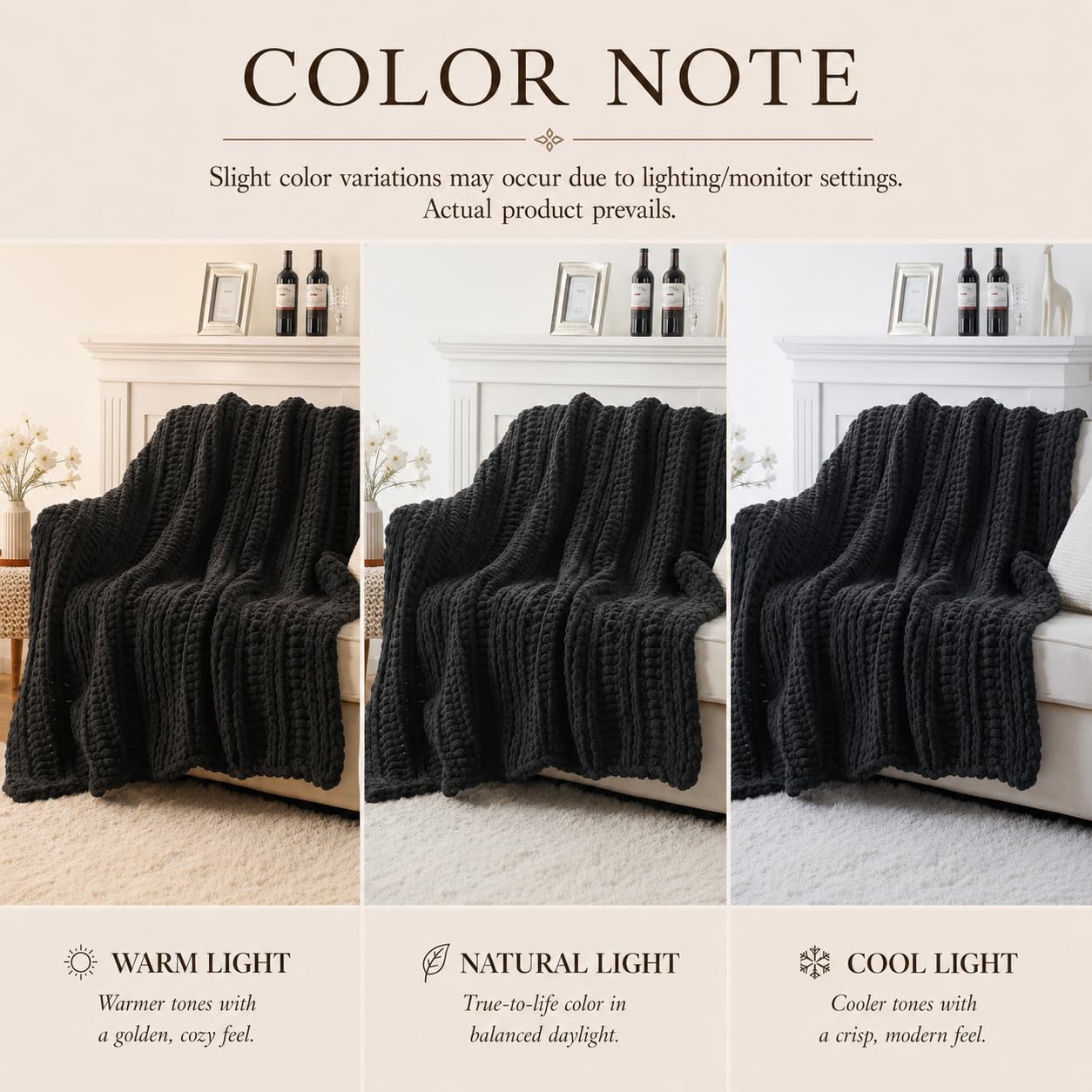 Battilo Chunky Knit Throw Blanket for Couch, Hand Made Chenille Throw Blanket, Super Soft Warm Cozy Charcoal Blanket for Bed, Sofa, Living Room, 50"x60"