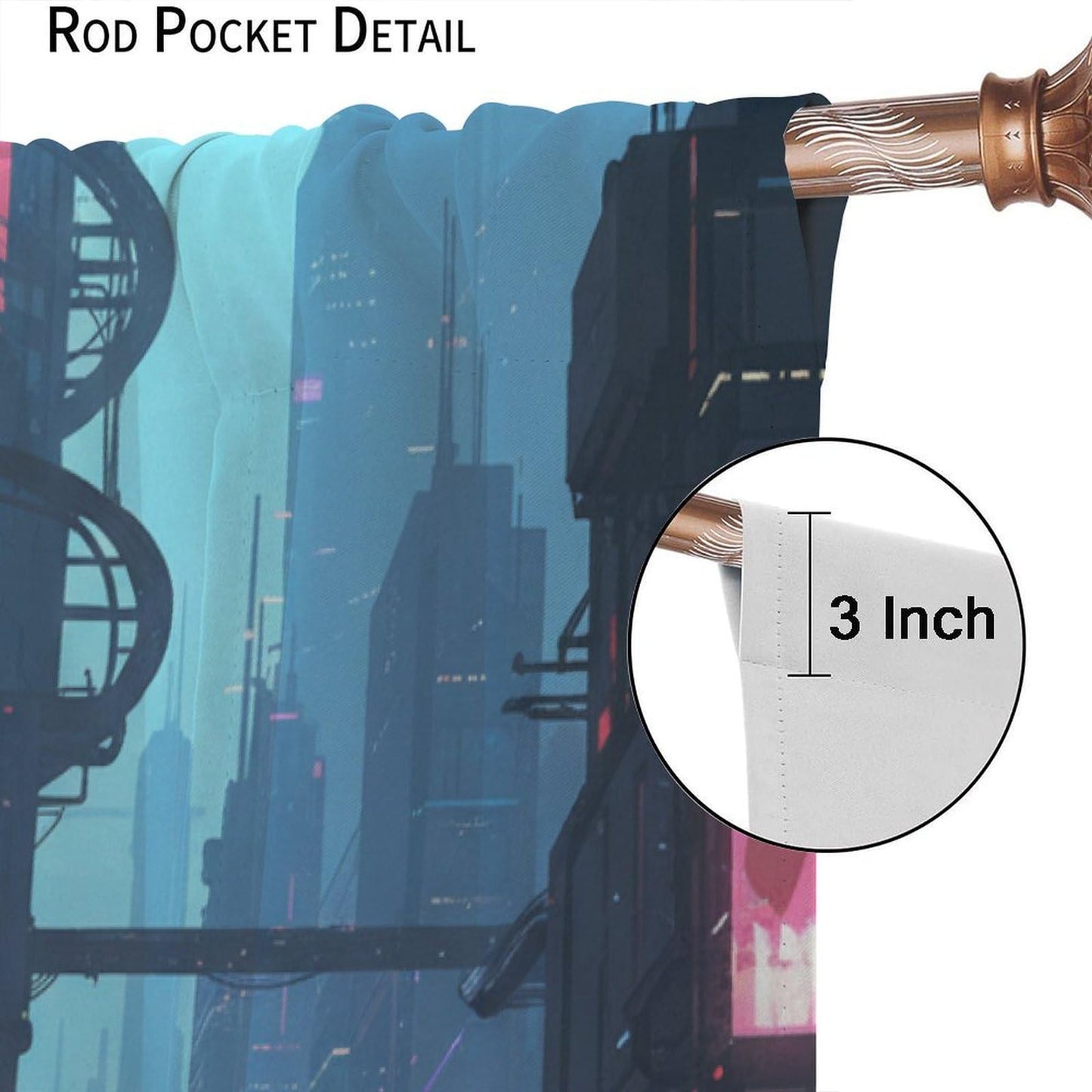 PHTAYOT Fantasy City Curtains Modern Night View Cityscape Skyline Building Scenery Pattern Decor Window Drapes for Bedroom Living Room,2 Panels Set,42x45Inch