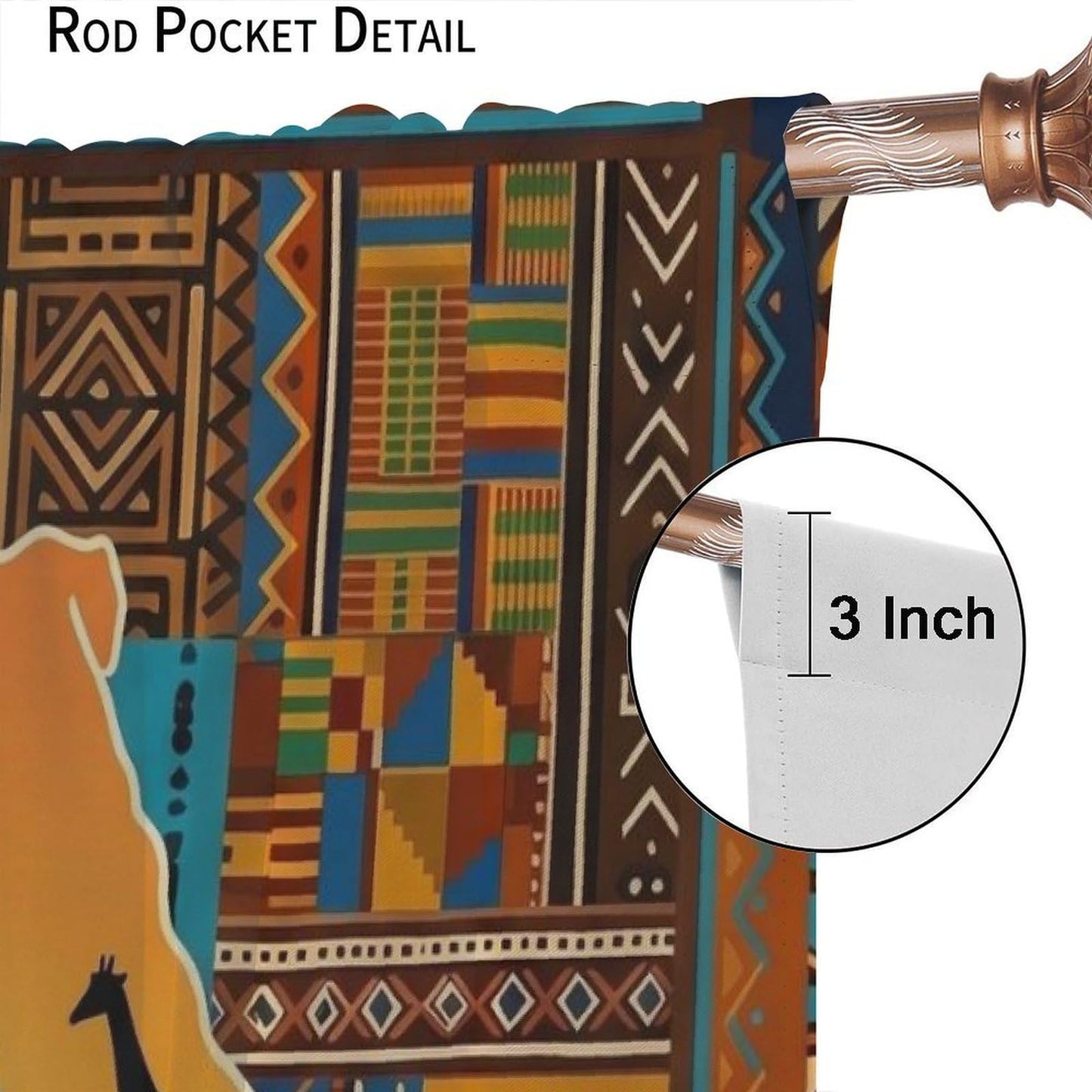 PHTAYOT African Curtains Abstract Aztec Tribal Map of Africa Boho Kuba Ethnic Style Pattern Blackout Window Treatments for Bedroom Living Room Rod Pocket Drapes 2 Panel Set,52x84Inch