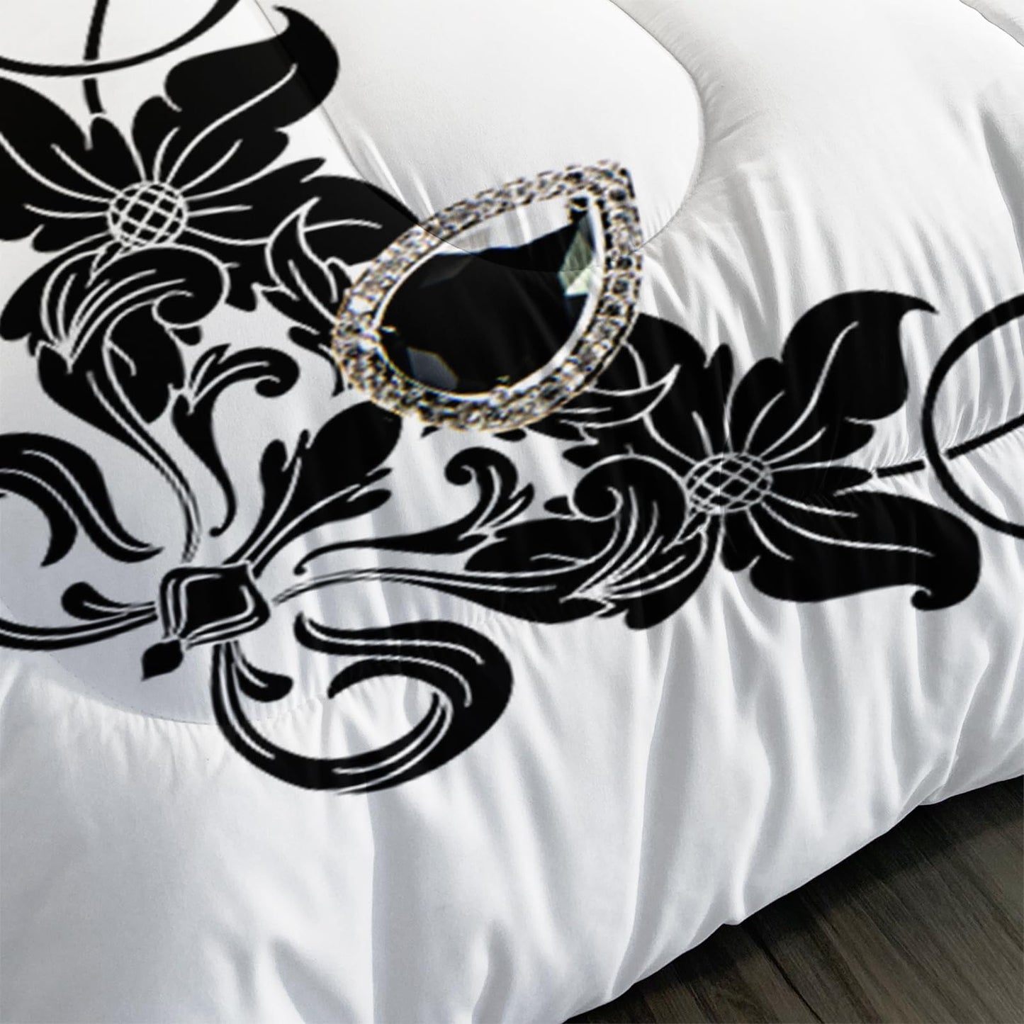 QOOMO Black Flowers Kids Bedding Set,Cartoon Plants Comforter Set Queen Size for Boys Girls Teen Room Decorat,Soft Lightweight Bed Set All Season,1 Comforter 2 Pillowcases