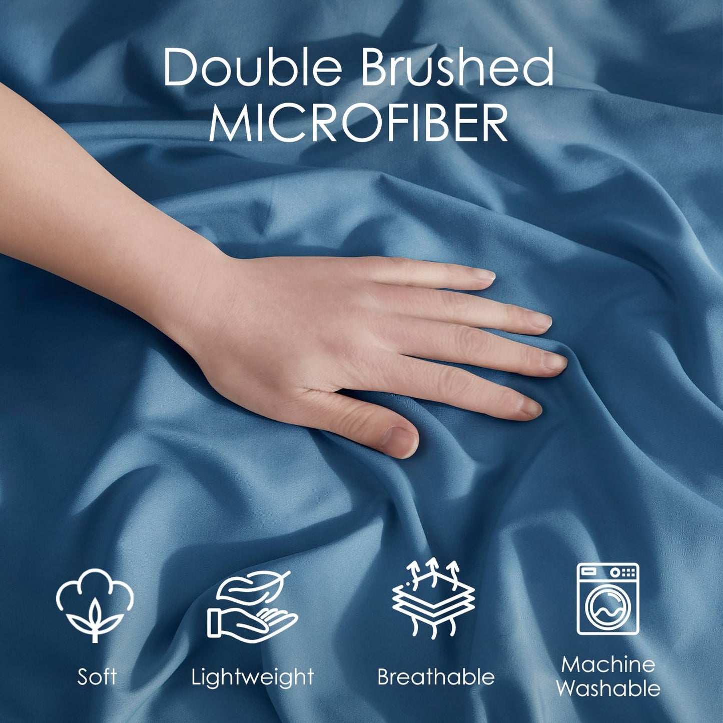 Hearth & Harbor Queen Size Duvet Cover & Bed Sheet Set Blue Heaven, 7 Piece Soft Double Brushed Bedding Set, Includes Duvet Cover, Flat Sheet, Fitted Sheet, Pillowcases and Pillow Shams