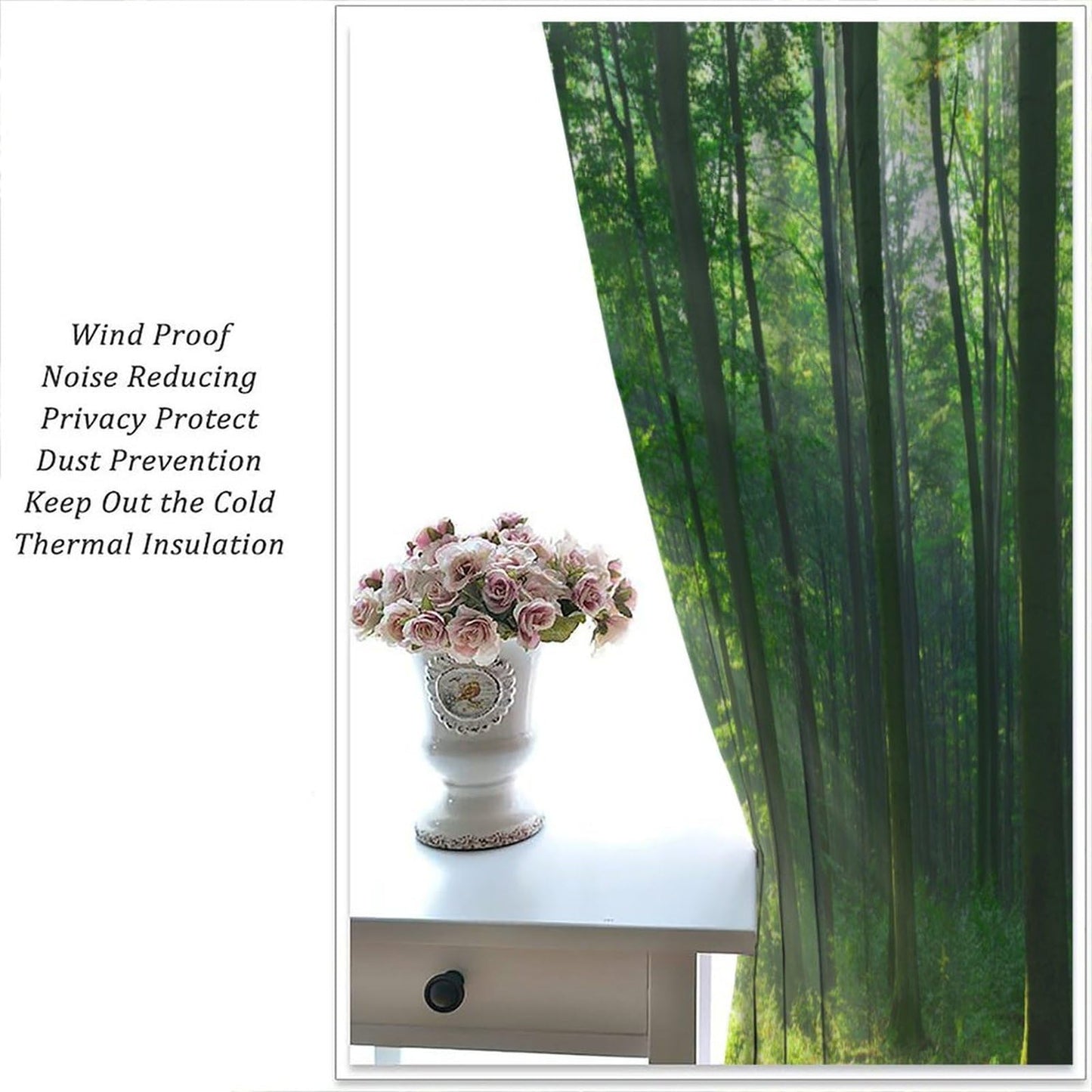 UFUH Nature Landscape Blackout Curtains,Spring Jungle Sunshine Forest Land Scenery Window Treatments for Bedroom Living Room Kitchen,2 Panels Set Total Size 42 x 45 Inch