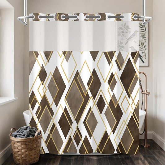 NAEMBCU No Hook Shower Curtain and Liner Set 71x74 Inch