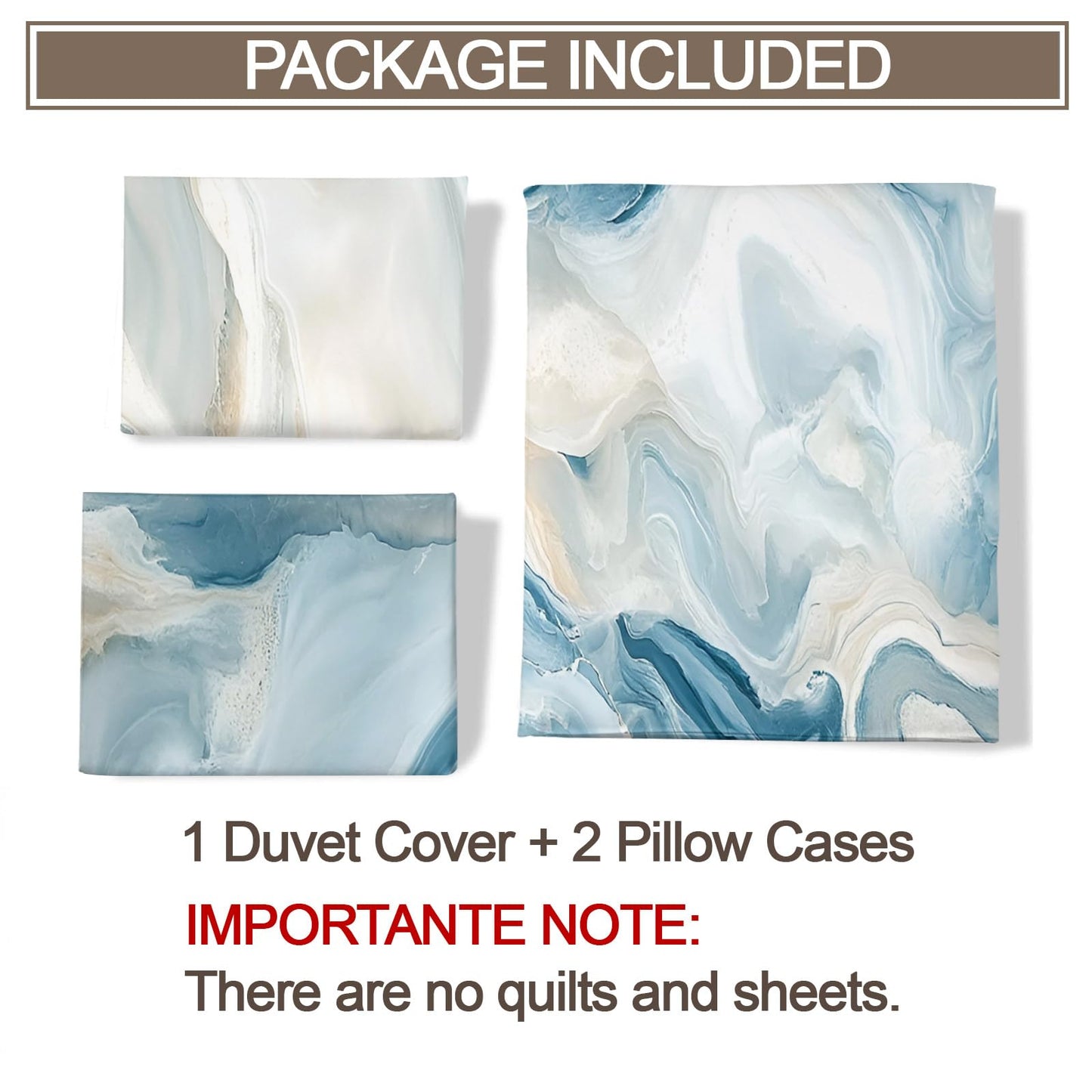PAISUOQ Marble Bedding Sets Full Blue Marble Comforter Cover with Zipper Ties, Fluid Texture Duvet Cover with 2 Pillowcases, 3 Pieces，Bedroom Decor & Gifts