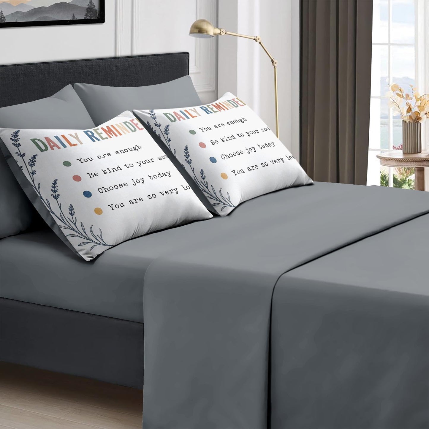 Boewywh Comforter Set Twin Size Motivational Inspirational Boho 5 Pcs, Bedding for Kids and Adults, Bed Sheet Sets with Fitted Sheet Pillowcase & Sham for Bedroom Bed Decor