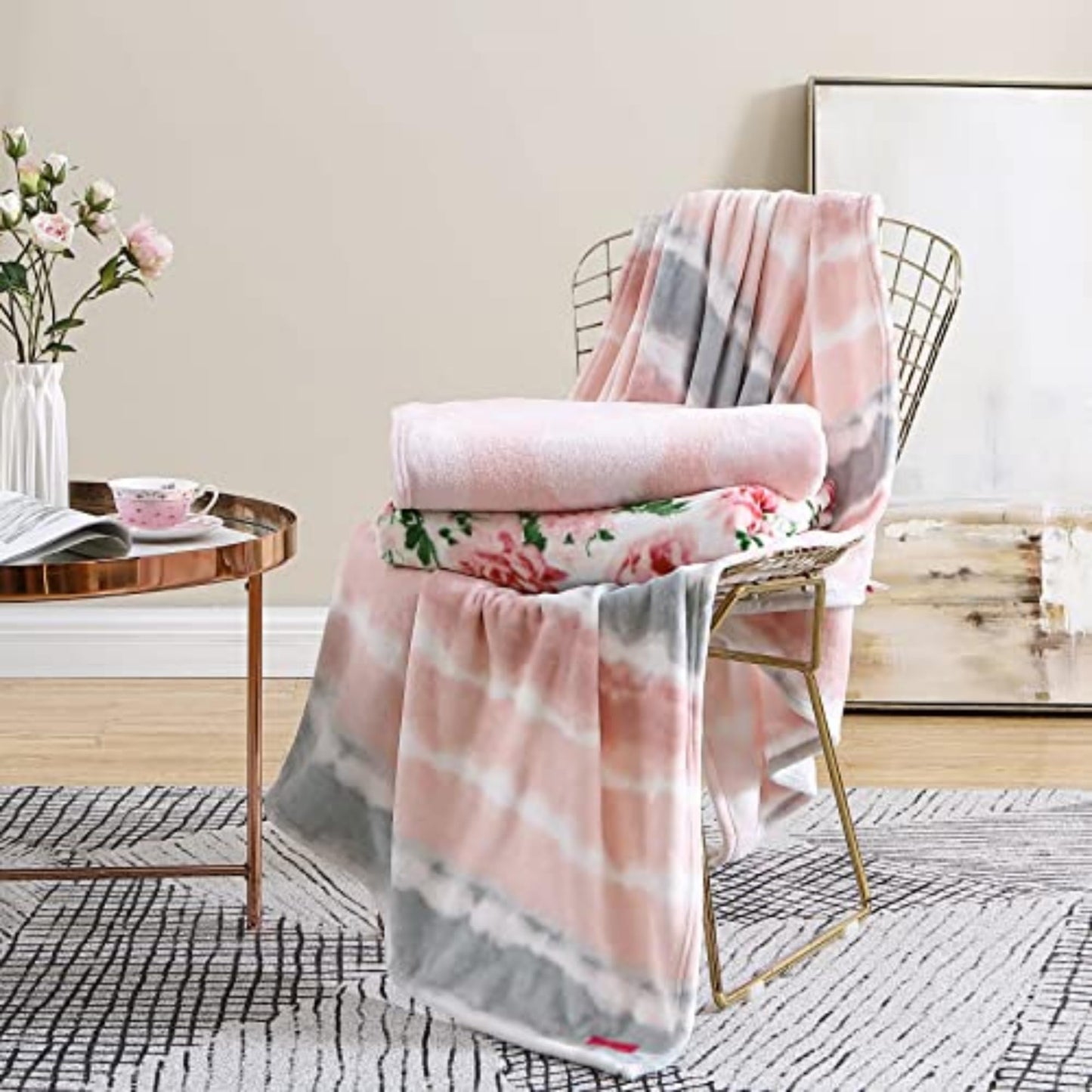 Betsey Johnson - Throw Blanket, Buttery-Soft Throw Blanket for Couch or Bed, Boldly Plush & Oversized Bedding (Dotted Heart Pink, 50" x 70")