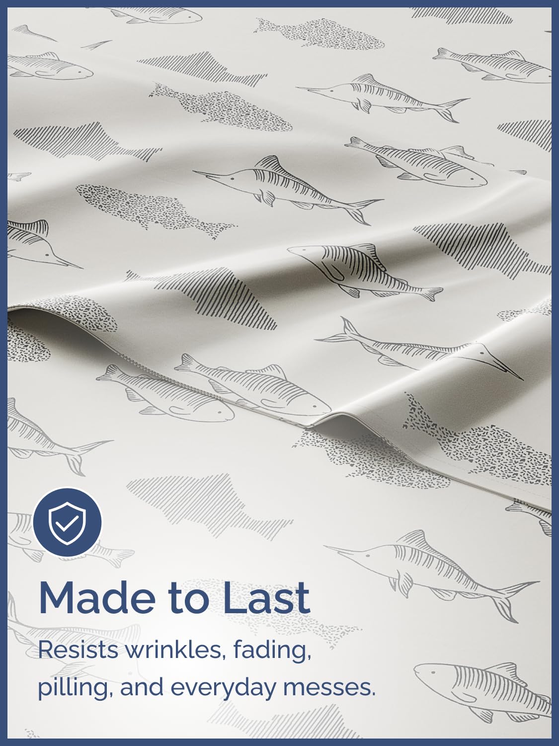 Kids Twin Size Bed Sheet Set - 3 Piece Kids Loft Bed Sheets - Fish Sea Animal Themed Bedding - Soft, Cute - Breathable and Machine Washable - Ocean Animal Bed Set for Boys, Girls, Teens and Toddlers